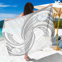 White Sunday Lotu Tamaiti Sarong Polynesian Wave Pastel Gray LT9 One Size 44 x 66 inches Gray - Polynesian Pride