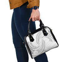 White Sunday Lotu Tamaiti Shoulder Handbag Polynesian Wave Pastel Gray LT9 - Polynesian Pride