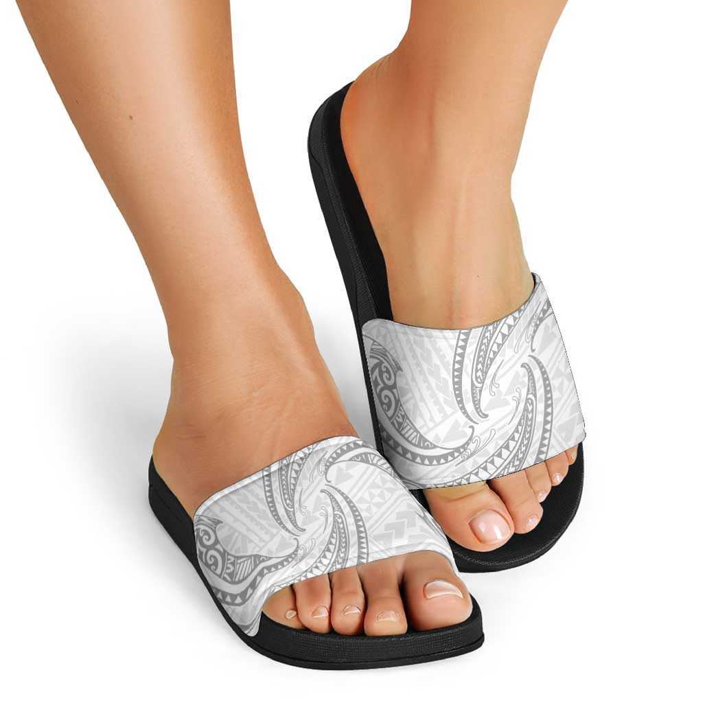 White Sunday Lotu Tamaiti Slide Sandals Polynesian Wave Pastel Gray LT9 - Polynesian Pride