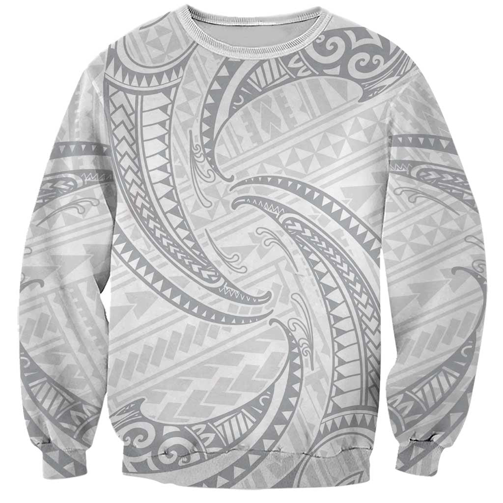 White Sunday Lotu Tamaiti Sweatshirt Polynesian Wave Pastel Gray LT9 Unisex Gray - Polynesian Pride