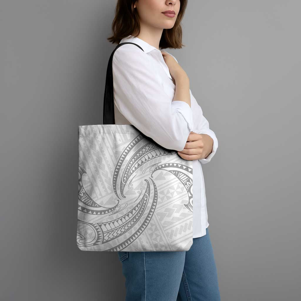 White Sunday Lotu Tamaiti Tote Bag Polynesian Wave Pastel Gray LT9 - Polynesian Pride