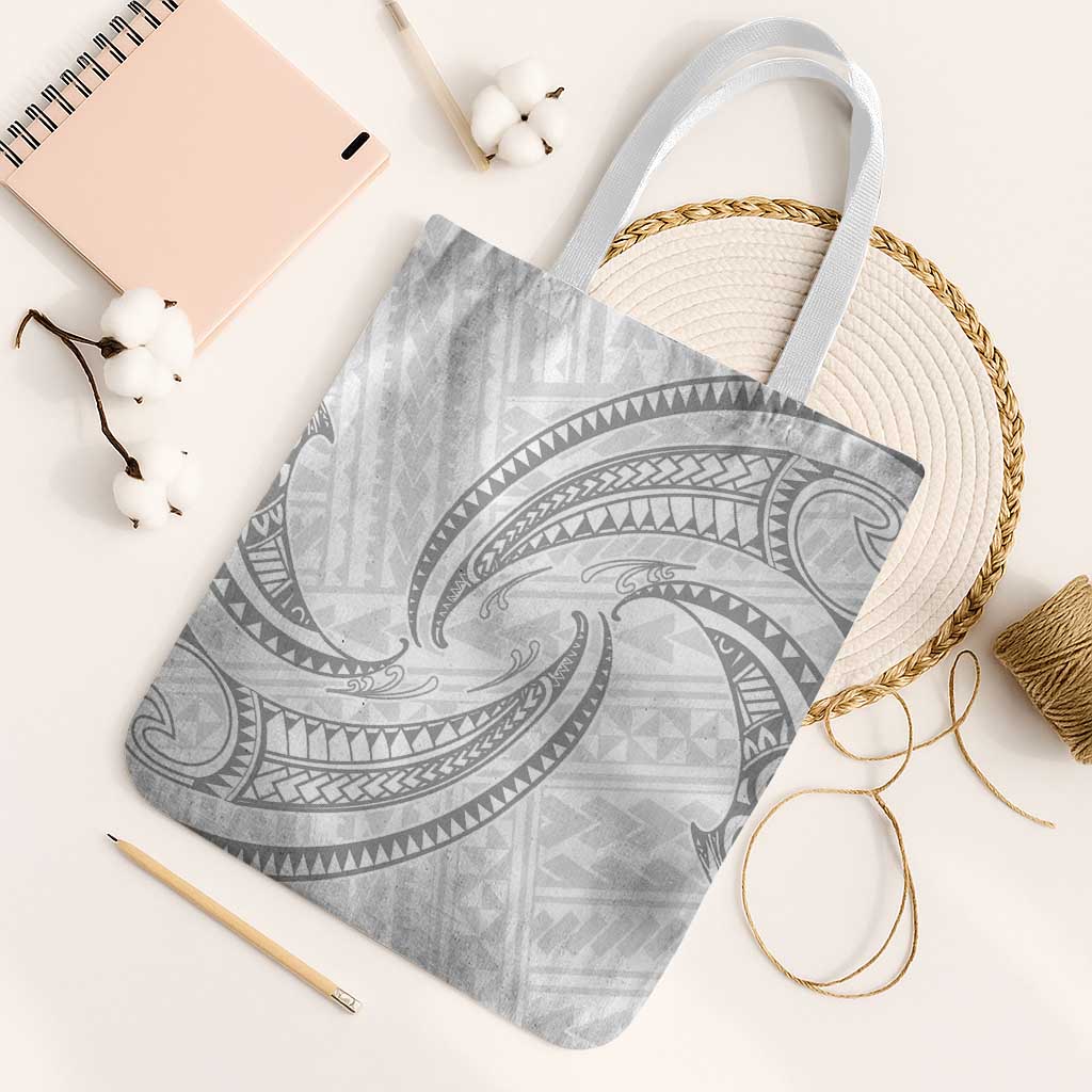 White Sunday Lotu Tamaiti Tote Bag Polynesian Wave Pastel Gray LT9 White Strap One Size Gray - Polynesian Pride