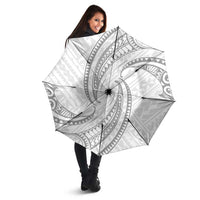 White Sunday Lotu Tamaiti Umbrella Polynesian Wave Pastel Gray LT9 - Polynesian Pride