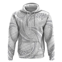 White Sunday Lotu Tamaiti Zip Hoodie Polynesian Wave Pastel Gray LT9 Zip Hoodie Gray - Polynesian Pride