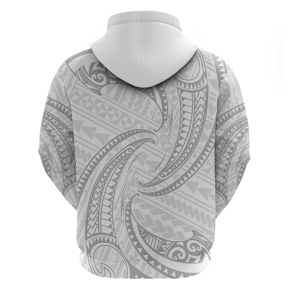 White Sunday Lotu Tamaiti Zip Hoodie Polynesian Wave Pastel Gray LT9 - Polynesian Pride
