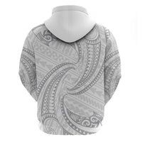 White Sunday Lotu Tamaiti Zip Hoodie Polynesian Wave Pastel Gray LT9 - Polynesian Pride