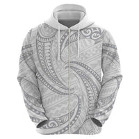 White Sunday Lotu Tamaiti Zip Hoodie Polynesian Wave Pastel Gray LT9 - Polynesian Pride