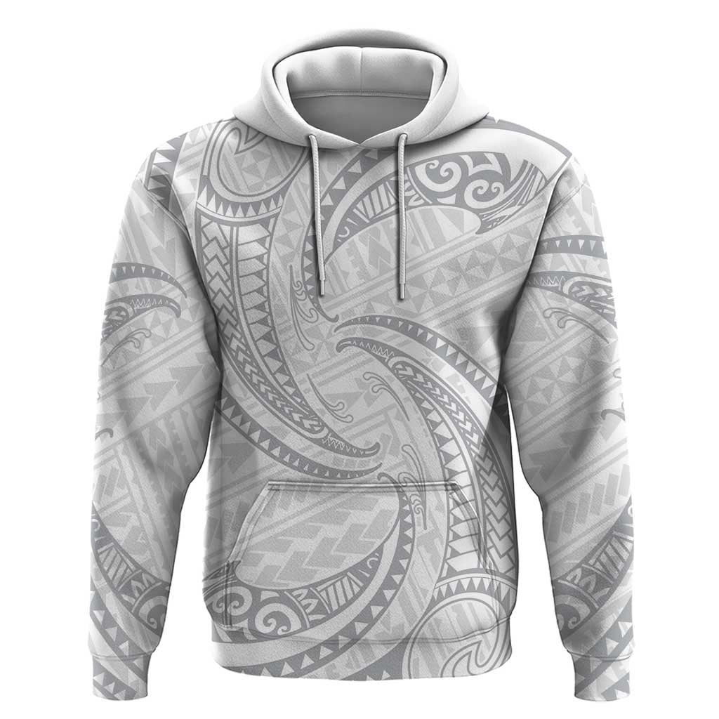 White Sunday Lotu Tamaiti Zip Hoodie Polynesian Wave Pastel Gray LT9 Pullover Hoodie Gray - Polynesian Pride