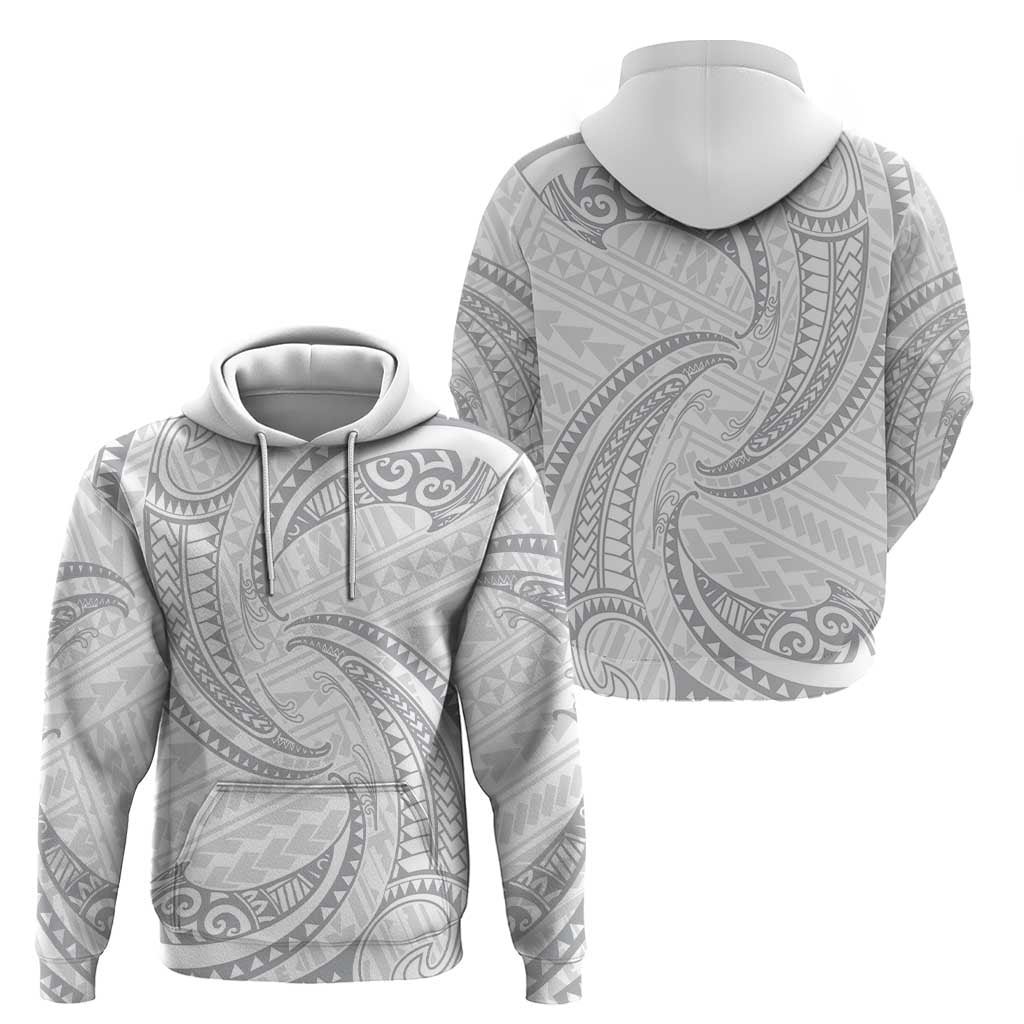 White Sunday Lotu Tamaiti Zip Hoodie Polynesian Wave Pastel Gray LT9 - Polynesian Pride
