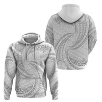White Sunday Lotu Tamaiti Zip Hoodie Polynesian Wave Pastel Gray LT9 - Polynesian Pride