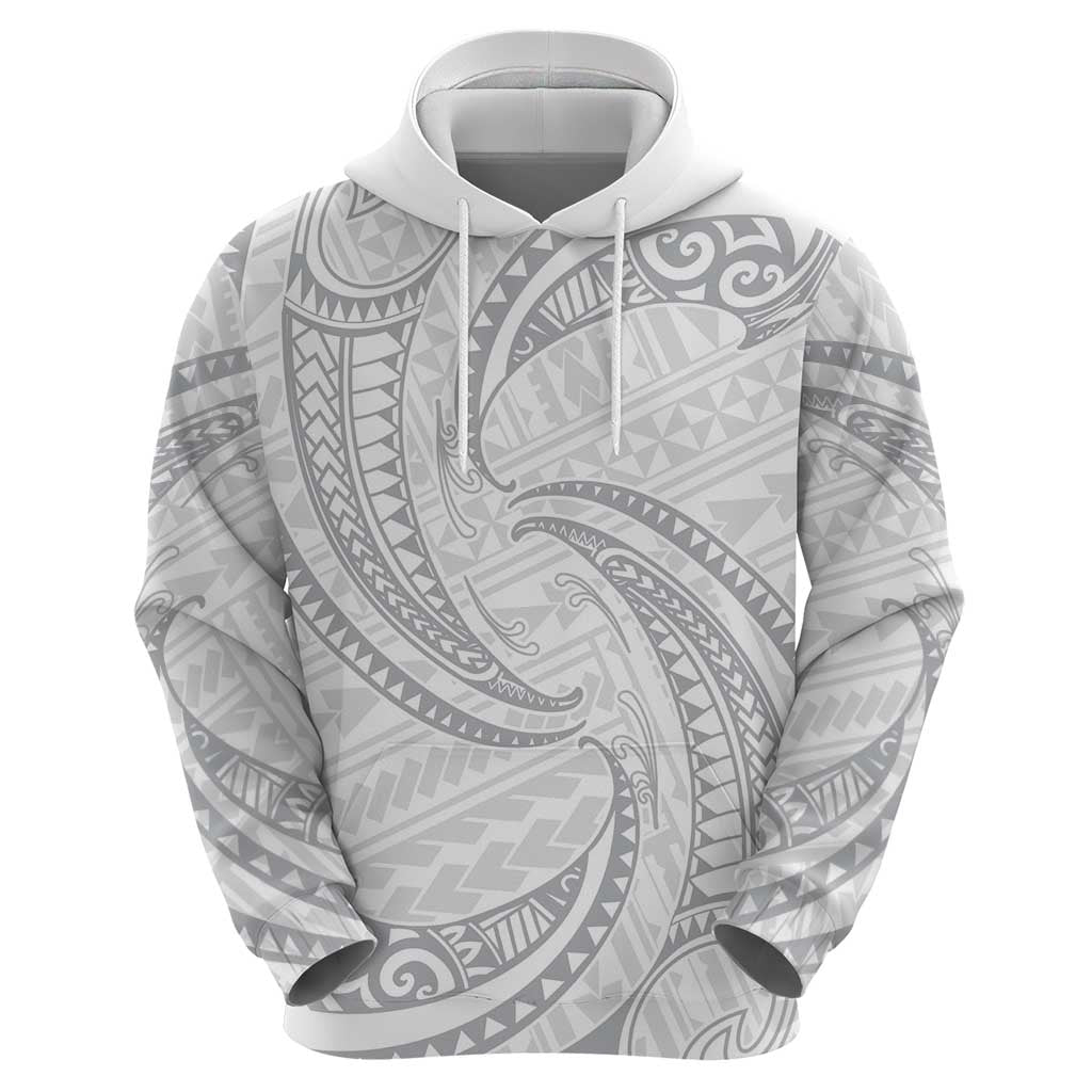 White Sunday Lotu Tamaiti Zip Hoodie Polynesian Wave Pastel Gray LT9 - Polynesian Pride