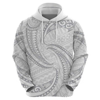 White Sunday Lotu Tamaiti Zip Hoodie Polynesian Wave Pastel Gray LT9 - Polynesian Pride