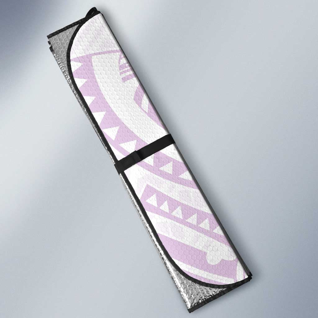 White Sunday Lotu Tamaiti Auto Sun Shade Polynesian Wave Pastel Mauve LT9 - Polynesian Pride