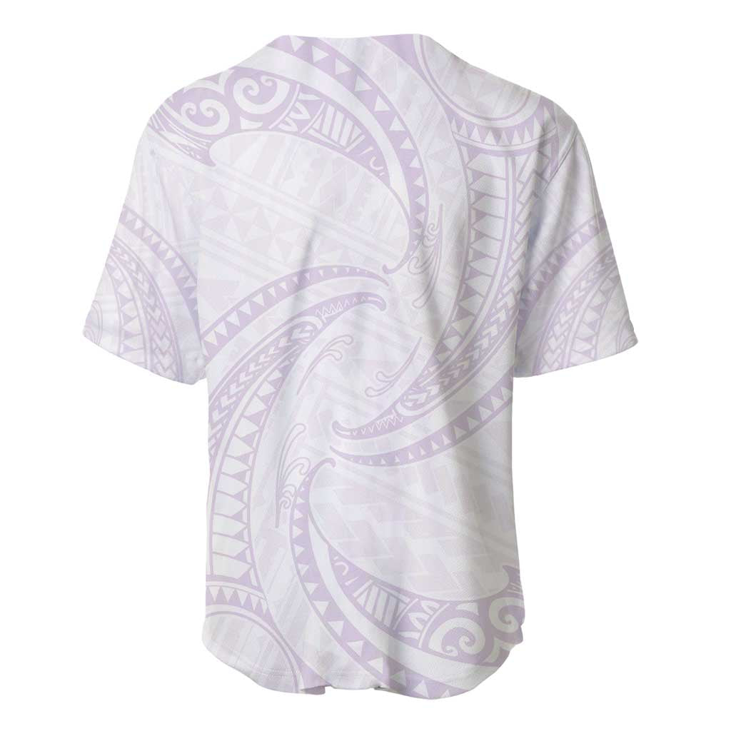 White Sunday Lotu Tamaiti Baseball Jersey Polynesian Wave Pastel Mauve LT9 - Polynesian Pride