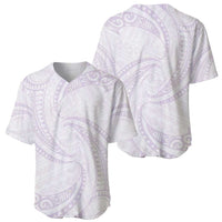 White Sunday Lotu Tamaiti Baseball Jersey Polynesian Wave Pastel Mauve LT9 - Polynesian Pride