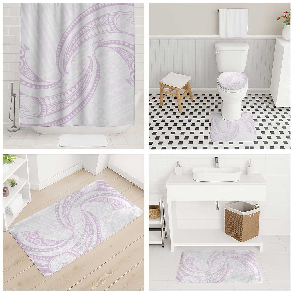 White Sunday Lotu Tamaiti Bathroom Set Polynesian Wave Pastel Mauve LT9 - Polynesian Pride