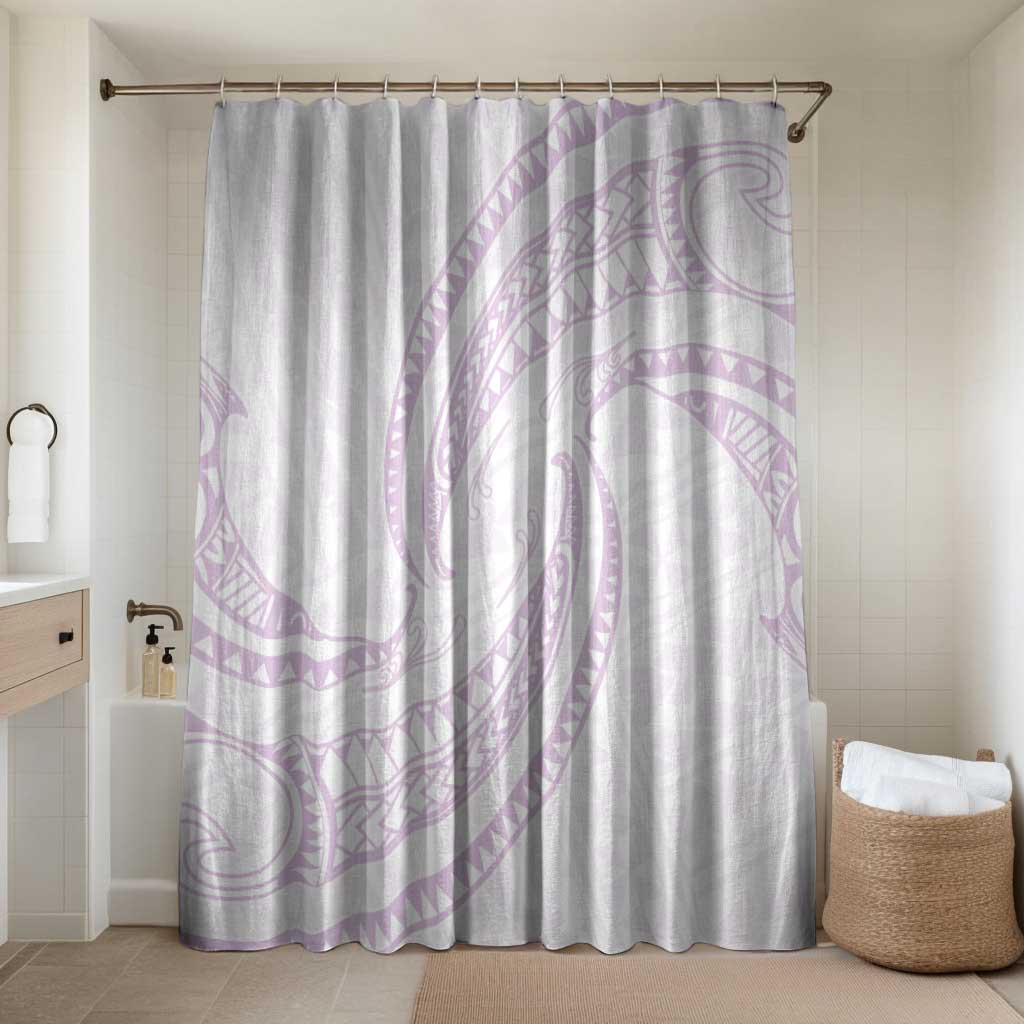 White Sunday Lotu Tamaiti Bathroom Set Polynesian Wave Pastel Mauve LT9 Shower Curtain Only Mauve - Polynesian Pride