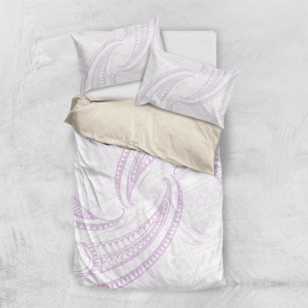 White Sunday Lotu Tamaiti Bedding Set Polynesian Wave Pastel Mauve LT9 US Twin 172cm x 218cm Mauve - Polynesian Pride