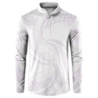 White Sunday Lotu Tamaiti Button Sweatshirt Polynesian Wave Pastel Mauve LT9 Mauve - Polynesian Pride
