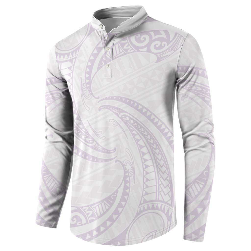 White Sunday Lotu Tamaiti Button Sweatshirt Polynesian Wave Pastel Mauve LT9 - Polynesian Pride
