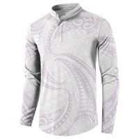 White Sunday Lotu Tamaiti Button Sweatshirt Polynesian Wave Pastel Mauve LT9 - Polynesian Pride