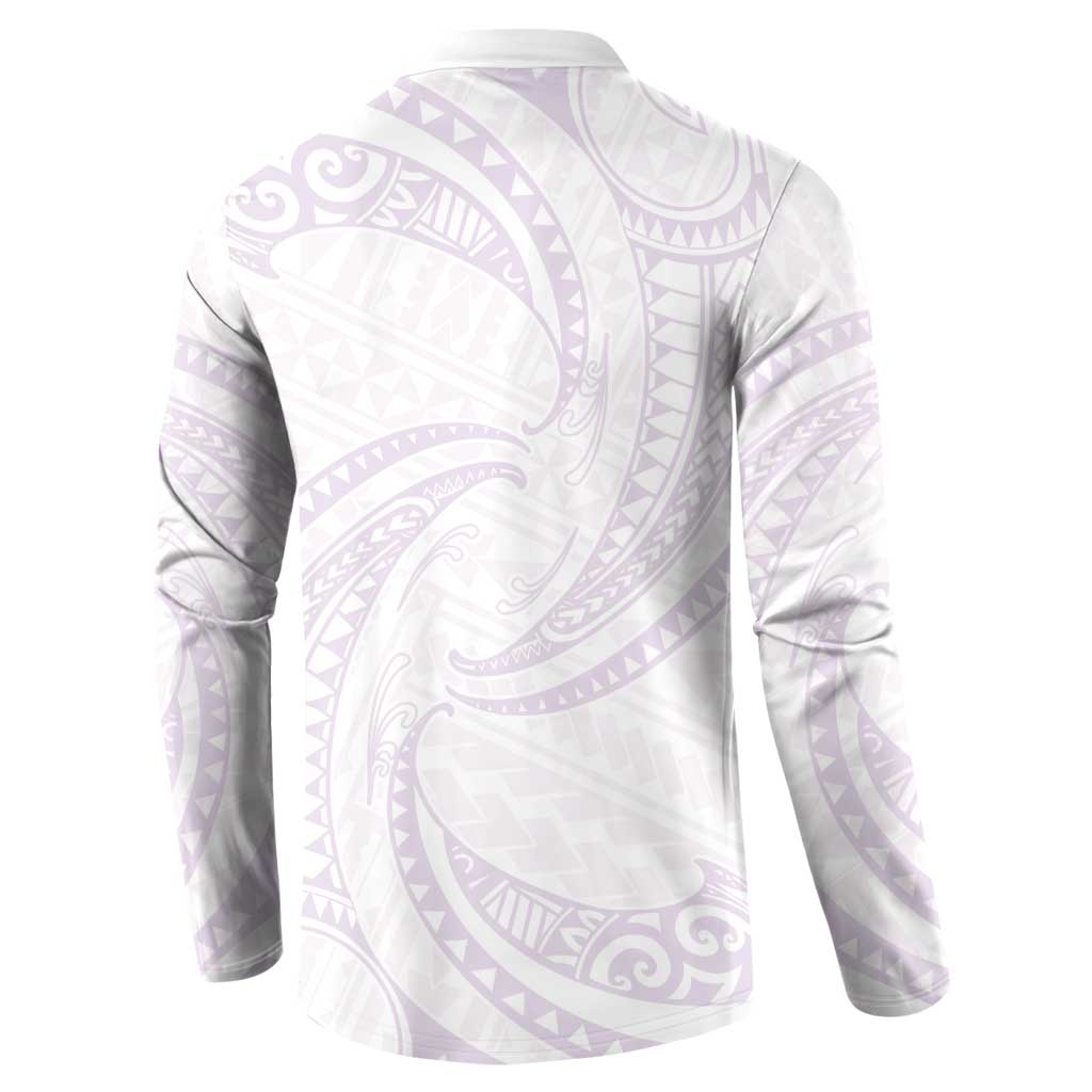 White Sunday Lotu Tamaiti Button Sweatshirt Polynesian Wave Pastel Mauve LT9 - Polynesian Pride