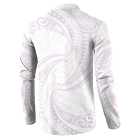 White Sunday Lotu Tamaiti Button Sweatshirt Polynesian Wave Pastel Mauve LT9 - Polynesian Pride