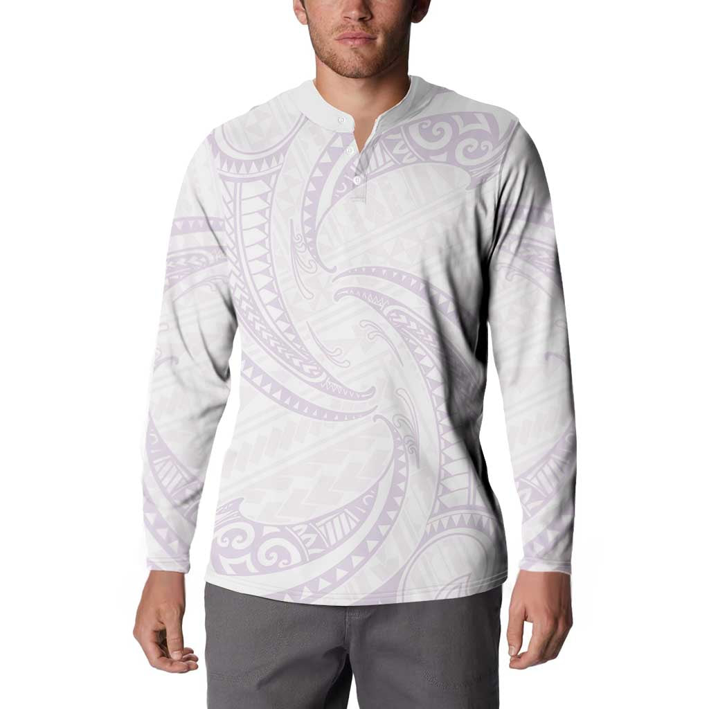 White Sunday Lotu Tamaiti Button Sweatshirt Polynesian Wave Pastel Mauve LT9 - Polynesian Pride