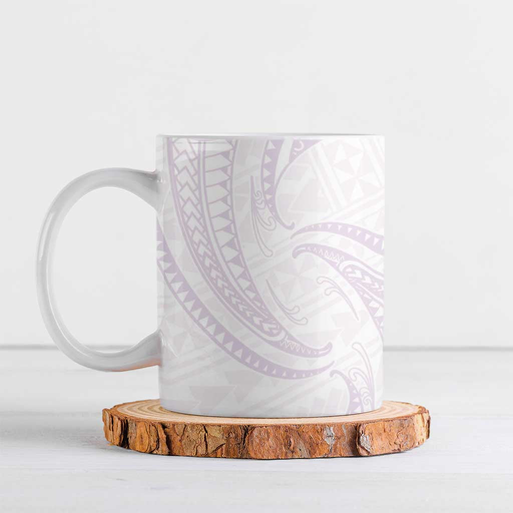White Sunday Lotu Tamaiti Ceramic Mug Polynesian Wave Pastel Mauve LT9 Mauve - Polynesian Pride