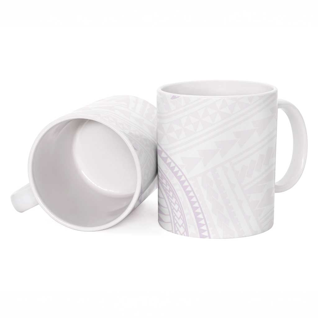 White Sunday Lotu Tamaiti Ceramic Mug Polynesian Wave Pastel Mauve LT9 - Polynesian Pride