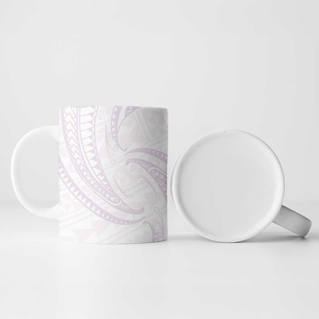 White Sunday Lotu Tamaiti Ceramic Mug Polynesian Wave Pastel Mauve LT9 - Polynesian Pride