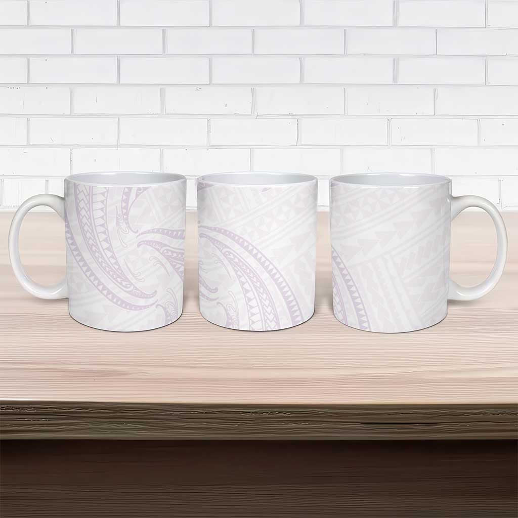 White Sunday Lotu Tamaiti Ceramic Mug Polynesian Wave Pastel Mauve LT9 - Polynesian Pride