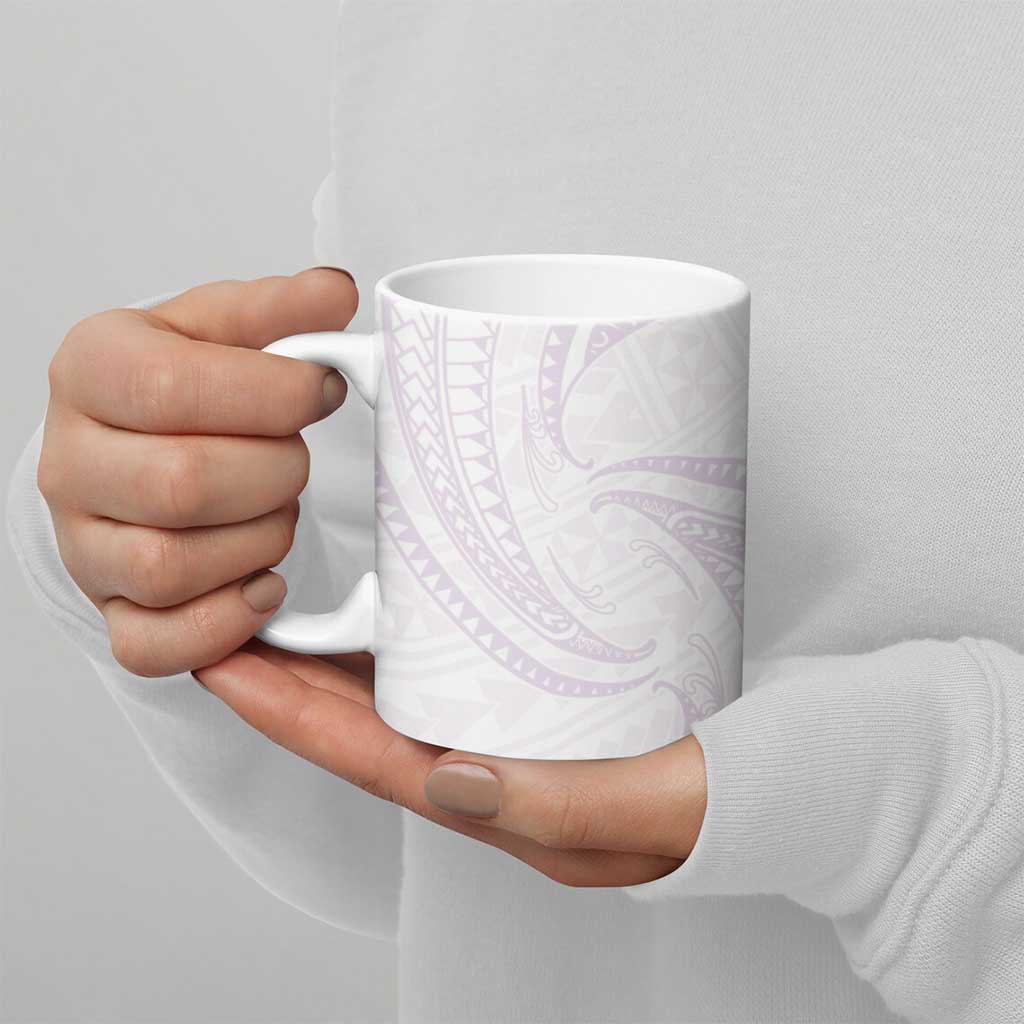 White Sunday Lotu Tamaiti Ceramic Mug Polynesian Wave Pastel Mauve LT9 - Polynesian Pride