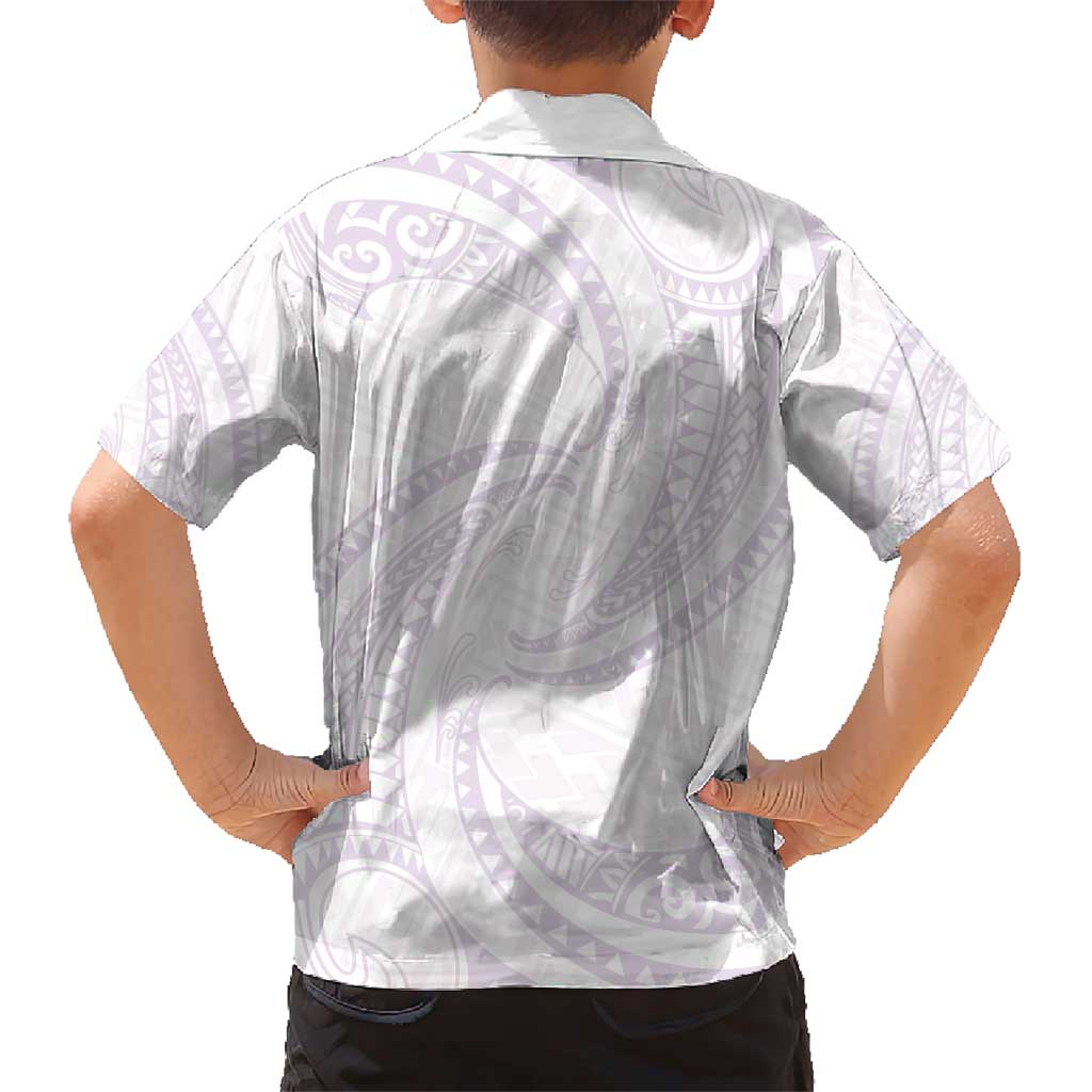 White Sunday Lotu Tamaiti Kid Hawaiian Shirt Polynesian Wave Pastel Mauve LT9 - Polynesian Pride