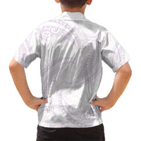 White Sunday Lotu Tamaiti Kid Hawaiian Shirt Polynesian Wave Pastel Mauve LT9 - Polynesian Pride
