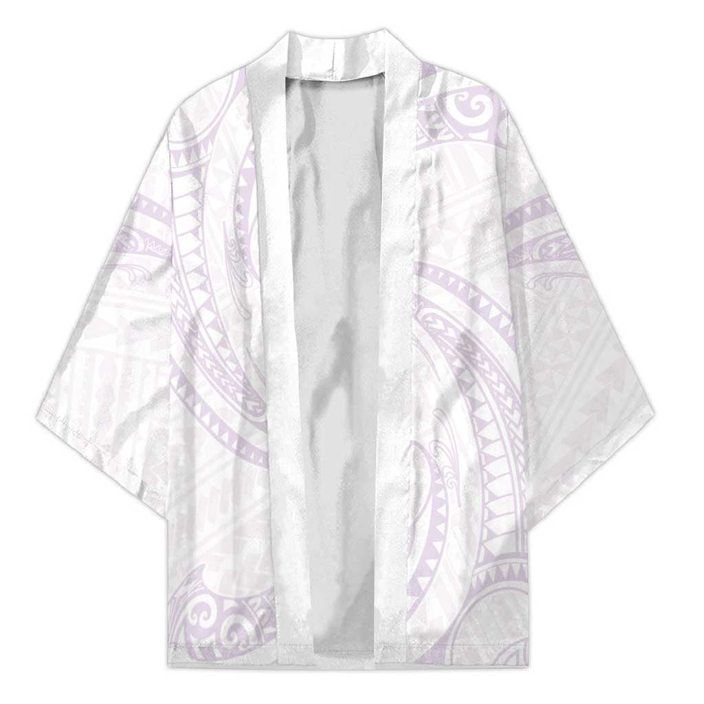 White Sunday Lotu Tamaiti Kimono Polynesian Wave Pastel Mauve LT9 Unisex Mauve - Polynesian Pride