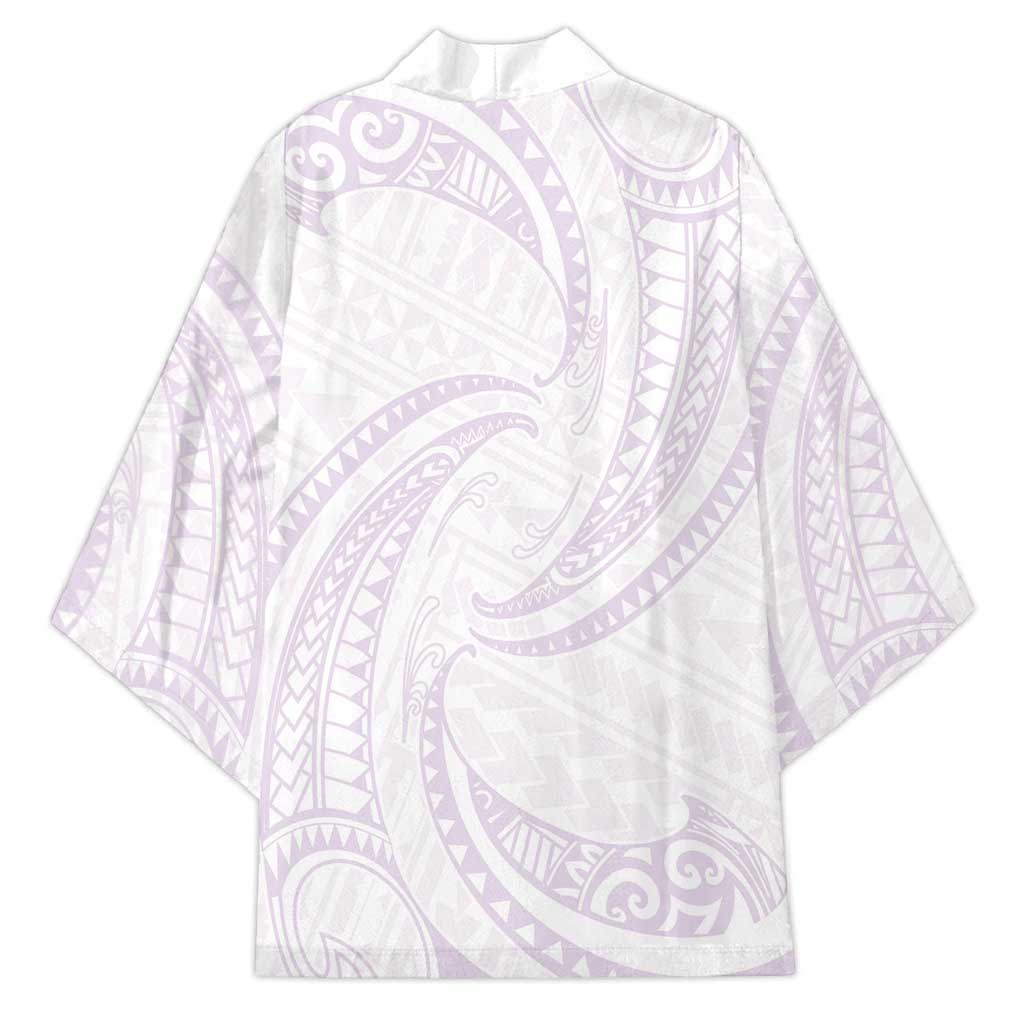 White Sunday Lotu Tamaiti Kimono Polynesian Wave Pastel Mauve LT9 - Polynesian Pride