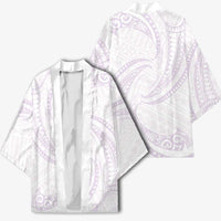 White Sunday Lotu Tamaiti Kimono Polynesian Wave Pastel Mauve LT9 - Polynesian Pride