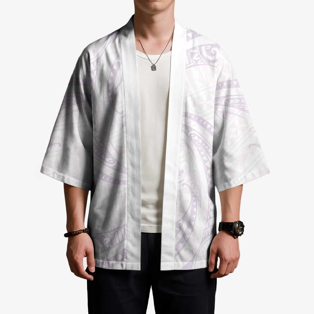 White Sunday Lotu Tamaiti Kimono Polynesian Wave Pastel Mauve LT9 - Polynesian Pride