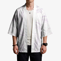 White Sunday Lotu Tamaiti Kimono Polynesian Wave Pastel Mauve LT9 - Polynesian Pride