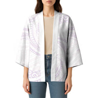 White Sunday Lotu Tamaiti Kimono Polynesian Wave Pastel Mauve LT9 - Polynesian Pride