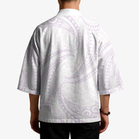 White Sunday Lotu Tamaiti Kimono Polynesian Wave Pastel Mauve LT9 - Polynesian Pride