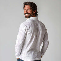 White Sunday Lotu Tamaiti Long Sleeve Polo Shirt Polynesian Wave Pastel Mauve LT9 - Polynesian Pride