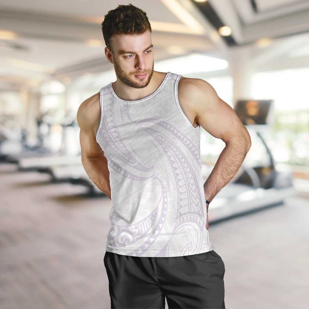 White Sunday Lotu Tamaiti Men Tank Top Polynesian Wave Pastel Mauve LT9 Mauve - Polynesian Pride