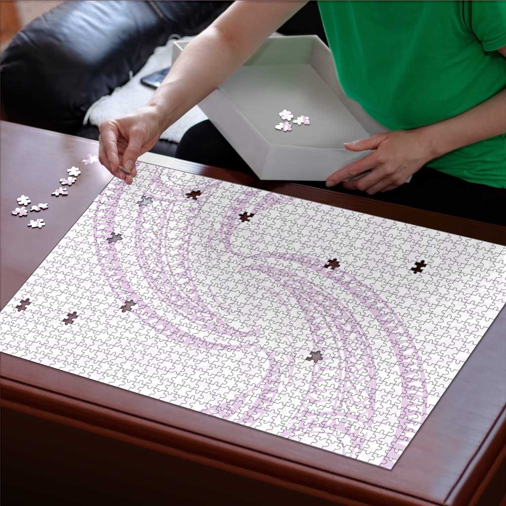 White Sunday Lotu Tamaiti Puzzle Polynesian Wave Pastel Mauve LT9 - Polynesian Pride