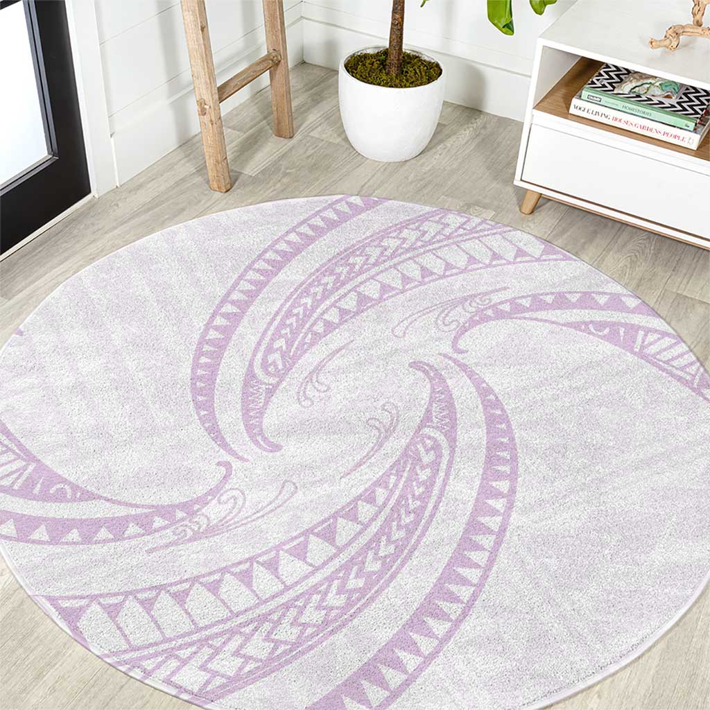 White Sunday Lotu Tamaiti Round Carpet Polynesian Wave Pastel Mauve LT9 Mauve - Polynesian Pride