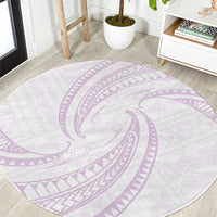 White Sunday Lotu Tamaiti Round Carpet Polynesian Wave Pastel Mauve LT9 Mauve - Polynesian Pride