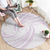 White Sunday Lotu Tamaiti Round Carpet Polynesian Wave Pastel Mauve LT9 - Polynesian Pride