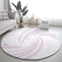 White Sunday Lotu Tamaiti Round Carpet Polynesian Wave Pastel Mauve LT9 - Polynesian Pride