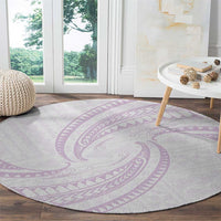 White Sunday Lotu Tamaiti Round Carpet Polynesian Wave Pastel Mauve LT9 - Polynesian Pride
